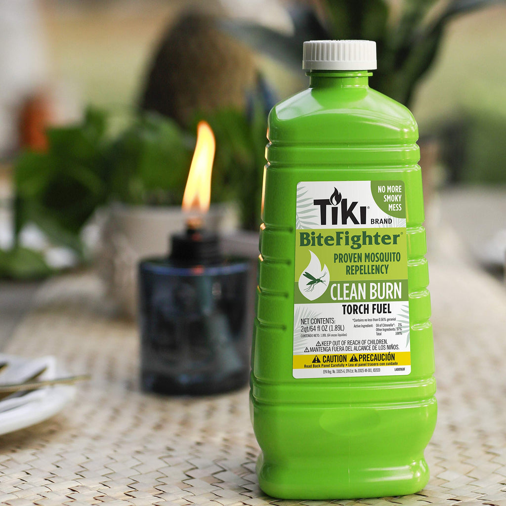 TIKI Clean Burn Mosquito Repellent Torch Fuel – 1/2 Gallon (64 oz.), Smokeless & Low-Soot Citronella, Mosquito Repellent, Plant-Based Formula for Outdoor, Patio, Garden & Backyard Torches