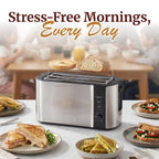 Elite Gourmet ECT-3100 4-Slice Long Slot Toaster | Extra Wide Slots for Bagels, Sourdough & Texas Toast | 6 Browning Settings | Reheat, Defrost & Cancel | Built-In Warming Rack | Stainless Steel
