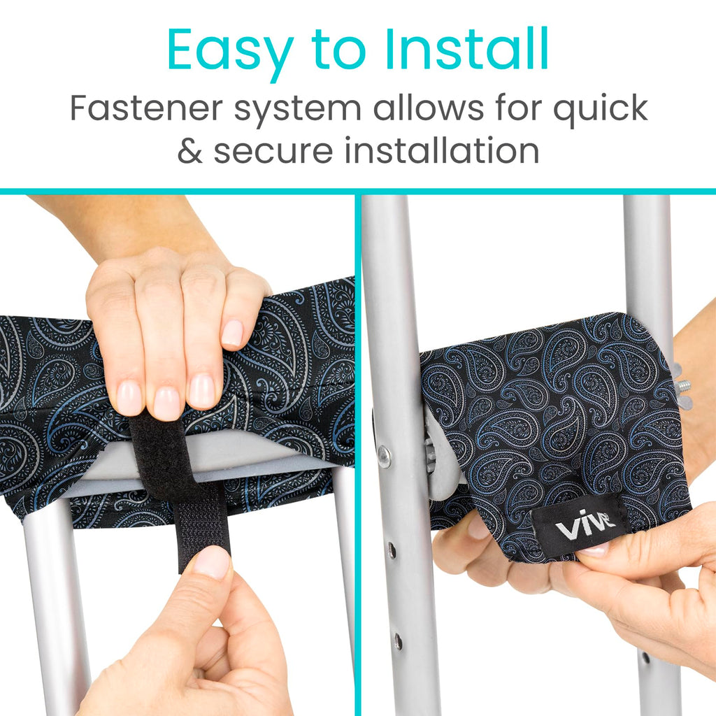 Vive Crutch Pads for Armpits and Hand Grips - Pads for Crutches Handles and Underarms - Crutch Cushions Covers - Soft Padded Under Arm Cover - Crutch Accessories for Women, Men, Kid (1 Pair, Paisley)