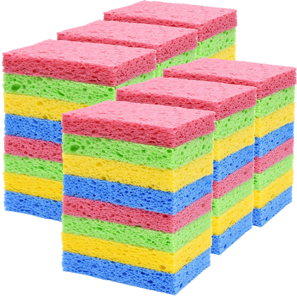 YoleShy 48 Pack Sponges Kitchen Natural Compressed Cellulose Sponges Durable Dish Sponge for Cleaning & DIY for Kids Reusable