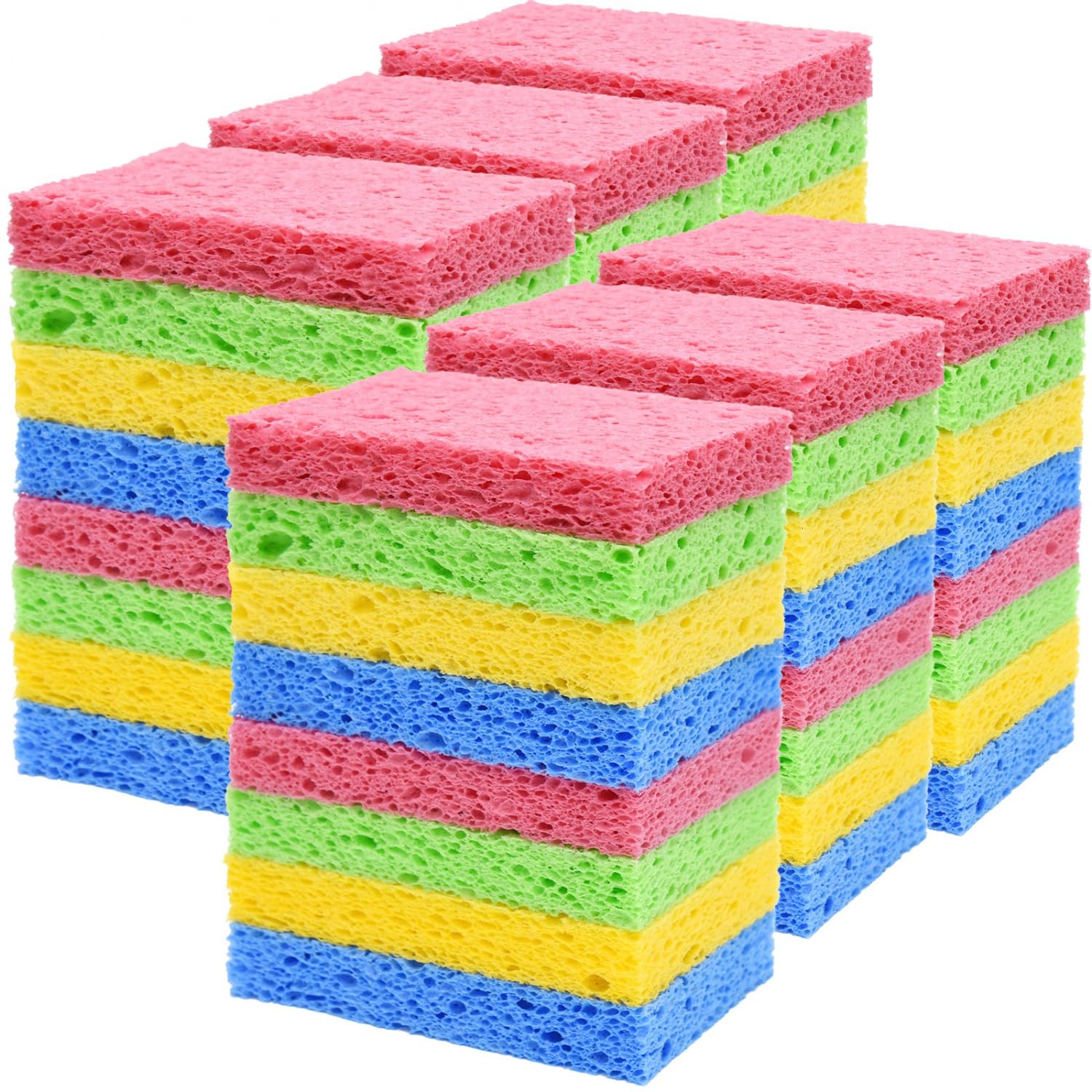 YoleShy 48 Pack Sponges Kitchen Natural Compressed Cellulose Sponges Durable Dish Sponge for Cleaning & DIY for Kids Reusable