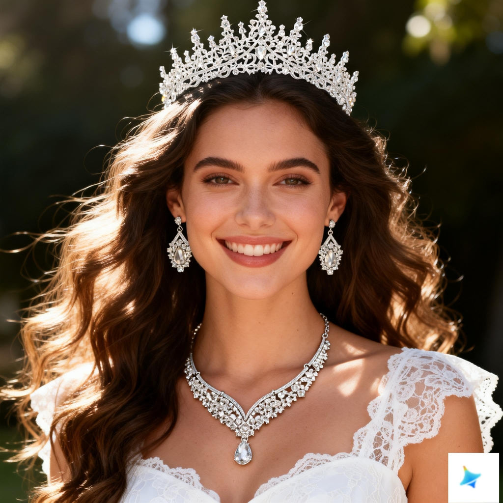 Kamirola Metal Tiaras and Crowns for Women,Tiaras Earrings Necklace sets