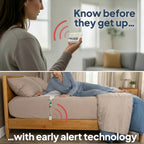 Smart Caregiver Bed Exit Alarm with Wireless Pager - Early Alert Fall Prevention for Seniors and Elderly - Weight Sensing Bed Pad Alerts Caregiver When They Get Up - USA Company and Customer Service