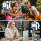 Vingud Electric Lunch Box for Adults, Heated Lunch Box Food Warmer, 80W 1.5L Portable Heating Lunchbox for Men/Work/Car/Truck, 12V 24V 110V Lonchera Eléctrica Portátil Christmas White Elephant Gifts