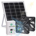 SHENVITASO Solar Powered Exhaust Fan with Battery, 25W Solar Panel Dual 5.5 Inch Fans, 450 CFM IPX7 Waterproof Solar Ventilation Fan Kit for Chicken Coop, Greenhouse, Shed, Garage, Dog House