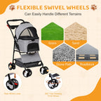 ZENY Pet Stroller, 3 in1 Foldable Dog Cat Jogger Stroller with 4 Wheels, Detachable Basket and Cup Holder, Travel Folding Carrier for Small/Medium Pet (Gray)