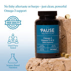 The 'Pause Life Omega 3, Vitamin D & K2, Gluten Free Supplement, Fish Oil and Vitamin Formula, Immune Support, Daily Wellness Routine, Natural Ingredients, Dairy Free, Unflavored, 120 Softgels
