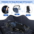 HAPPAWS Dog Stroller with 2 Detachable Carrier, Pet Stroller for Small Medium Dogs Cats, Jogger/Travel/Camping, 4-in-1 Doggy Pet Carrier, Carrier Strolling Cart with Lockable Wheels, Navy Blue