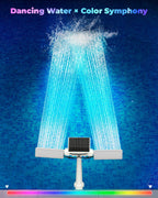 POOLJOYO Solar Pool Fountain with 10-Color 4-Mode RGB LED Lights, Above/Inground Solar Lights with Remote, 360°Adjustable Dual Spray Waterfall Sprinkler Fountain for Relaxation & Cooling 10-20°F
