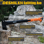 X17 Wood Splitting Axe, 24” Camping Outdoor Hatchet for Wood Splitting and Kindling, Forged Carbon Steel Heat Treated Hand Maul Tool, Nylon Hollow Handle Shock Reduction Handle