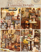 CUTEBEE Book Nook Kit - DIY Miniature House Dollhouse Kit for Adult and Teens, Booknook Bookshelf Decor Alley Model Build with LED Light, Gifts for Family and Friends (Sunny Cafe)