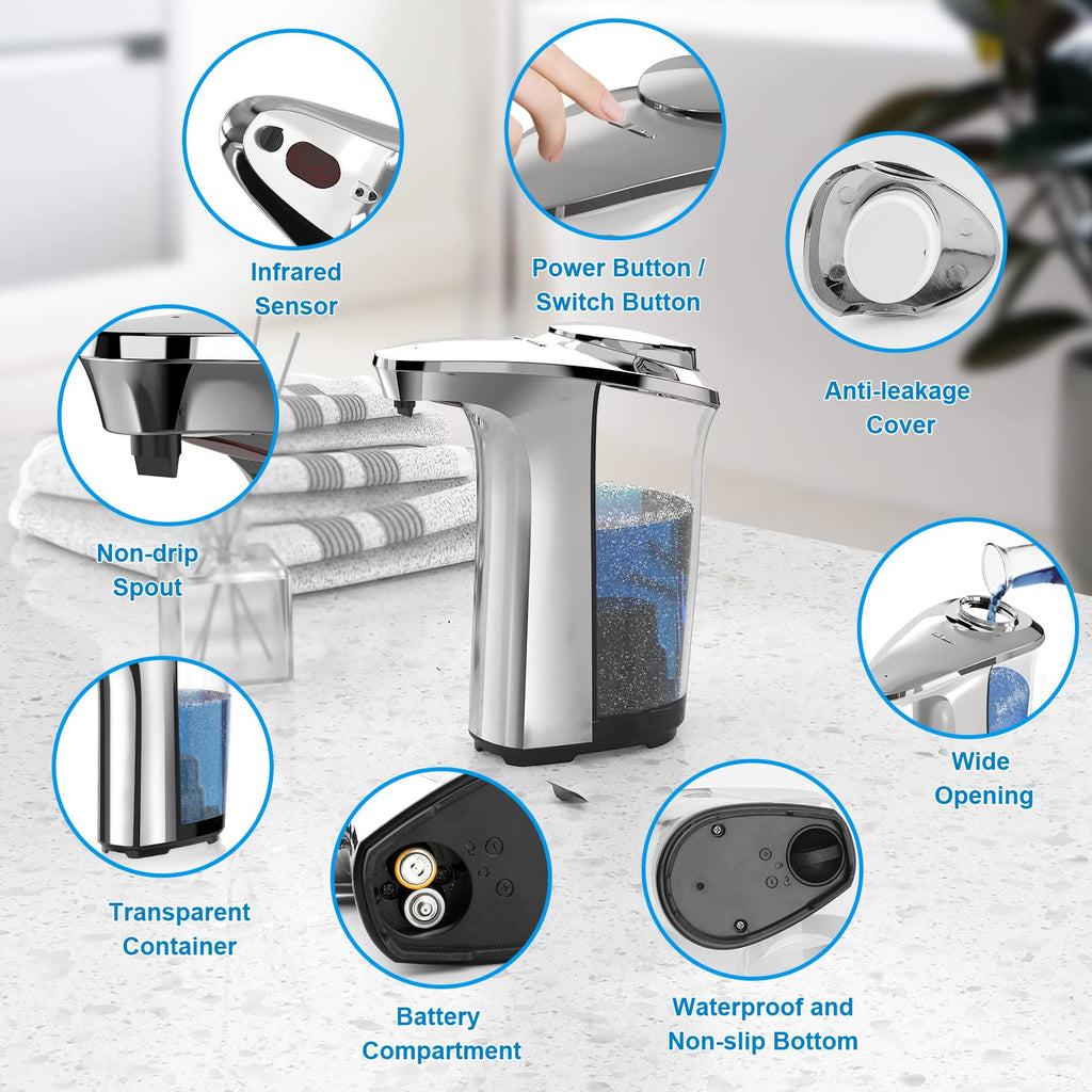 Automatic Soap Dispenser, 17oz Touchless Liquid Dish Soap Dispenser Kitchen