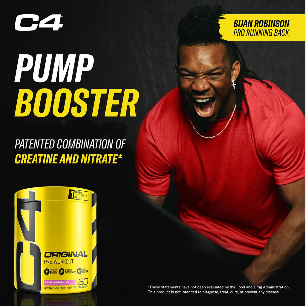 C4 Original Pre Workout Powder Pink Lemonade Vitamin C for Immune Support Sugar Free Preworkout Energy for Men & Women 150mg Caffeine + Beta Alanine + Creatine 60 Servings