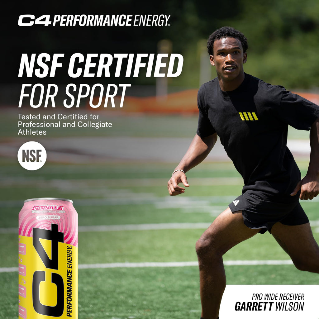 C4 Performance Energy Drink with Zero Sugar, Strawberry Blast, 12pk