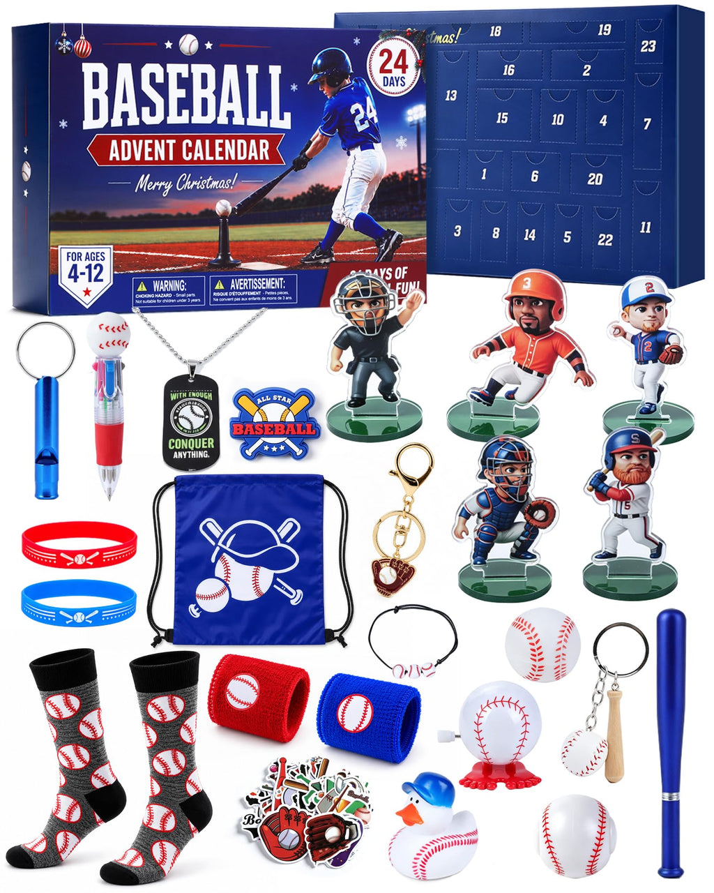 Baseball Advent Calendar 2026, 24pcs Sports Toys Gift Set for Kid