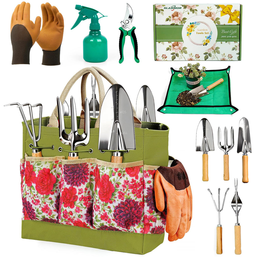 SLARMOR Garden Tool Set, 10 PCS Gardening Tools/Kit for Women,Gardener Gift