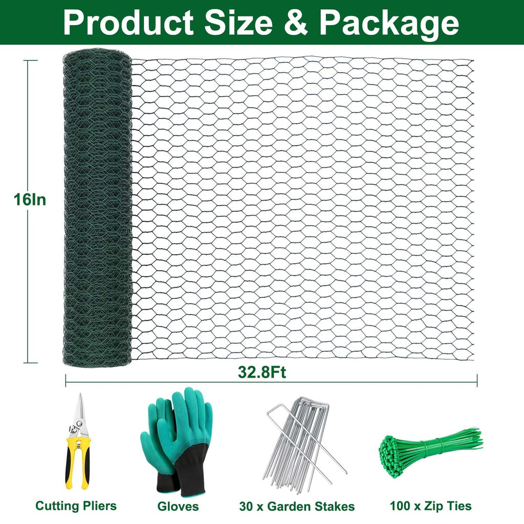 Mklsit Plant Protectors from Animals, Wire Plant Fence Cage, 32.8Ft x 16In