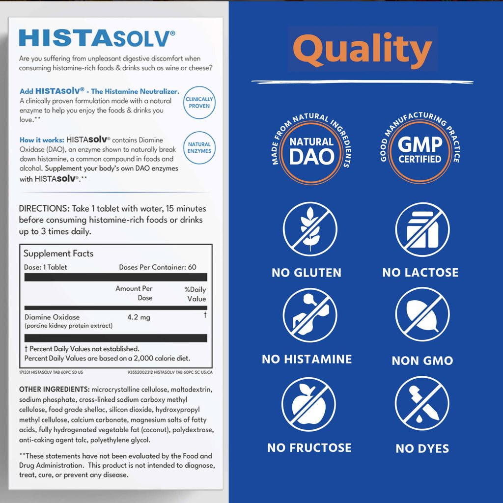 Medagel HISTAsolv Extra Strength DAO Enzyme Supplement for Histamine Food Intolerance - Eases Digestive Discomfort - Patented Tech - Made in Austria - 30 Pack