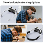 JARLINK Magnifying Glasses with LED Light, Hands Free Magnifier with 14 Interchangeable Lenses 3X 4X 5X 6X 7X 10X 15X, Magnifying Glasses for Close Work, Crafts, Jewelry, Sewing, Electronics Repair