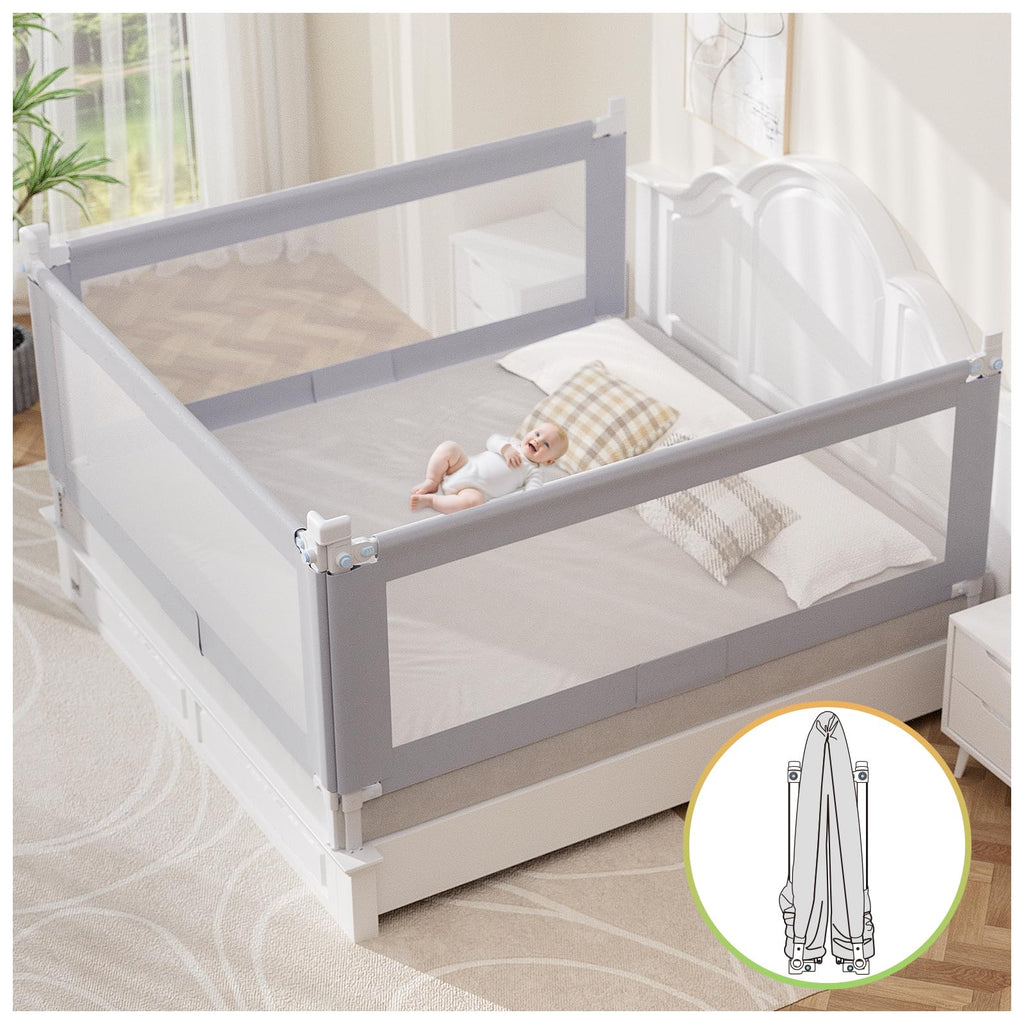 omzer Toddler Bed Rails Guard Foldable Crib Rail Guard,Baby Bed Rail for Toddlers/Elderly with Reinforced Anchor Safety for Cribs, Twin, Double, Full Size Queen & King Bed (48")
