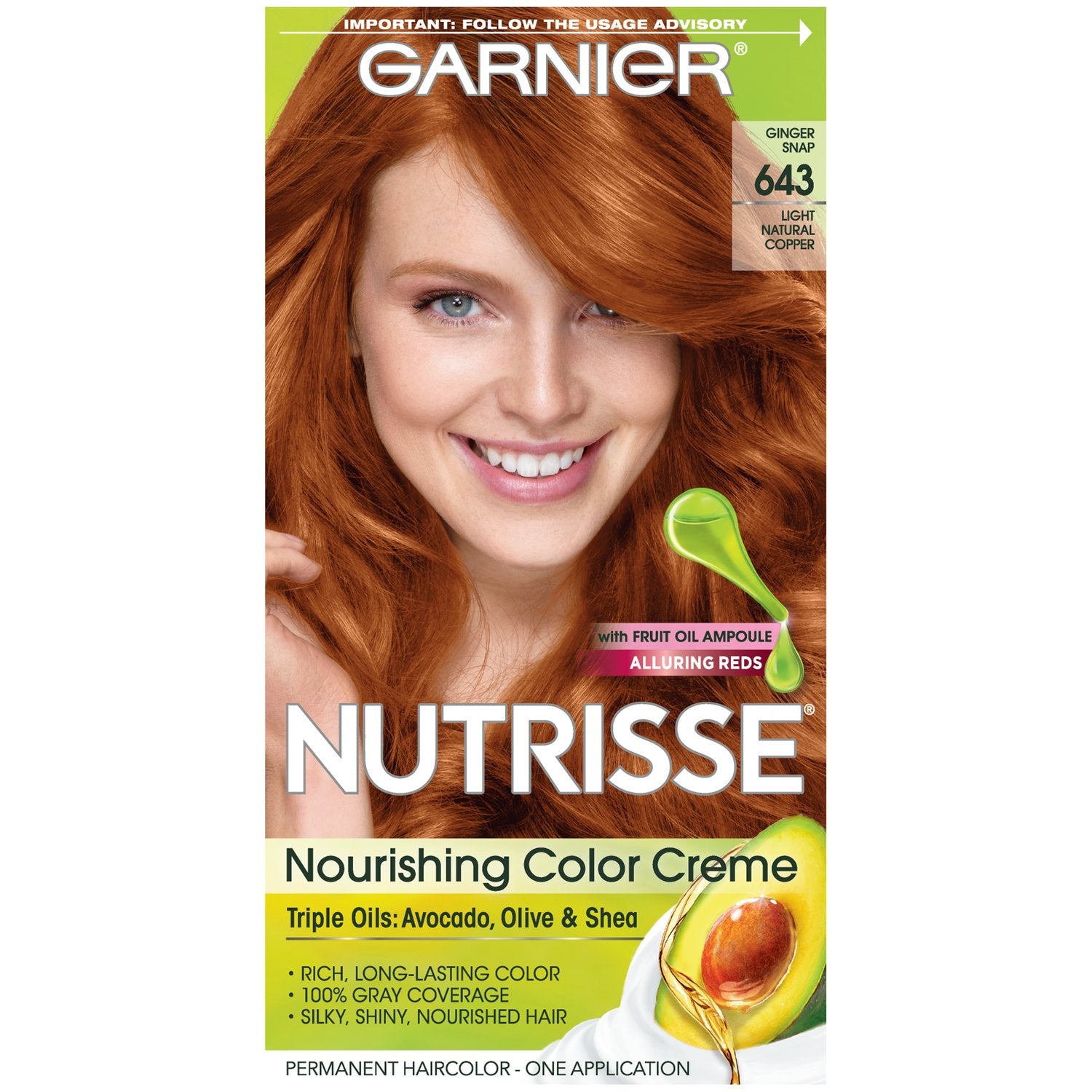 Garnier Nutrisse Nourishing Color Creme, 643 Light Natural Copper by Garnier Hair Color