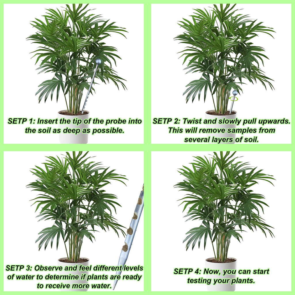 14" Soil Probe for House Plants Stainless Steel Garden Soil Sample Probe No Batteries Required Moisture Meter Soil Probe Rod for Plant Garden Farm Soil Sampling
