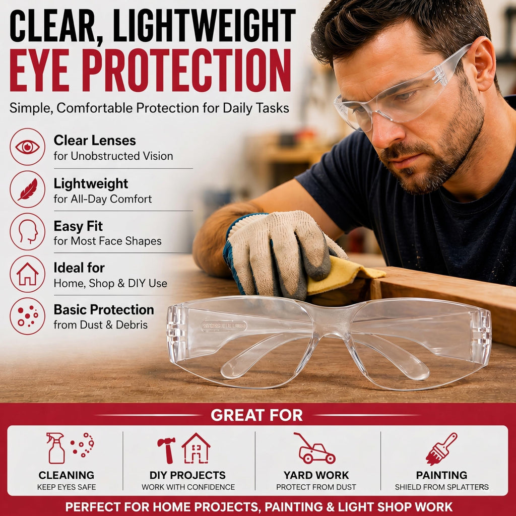 BISON LIFE Black Safety Glasses – Case of 144 Pairs of Scratch Resistant Eyewear, Polycarbonate Impact Resistant Lens