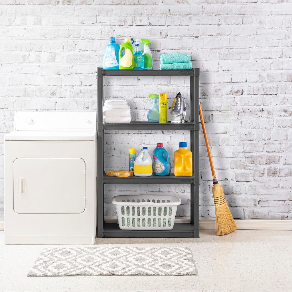 Sterilite 3-Pack 4 Shelf Unit, Heavy-Duty Shelving Storage and Utility Rack - Standing Plastic Organizer Shelves for Kitchen, Bathroom, and Garage