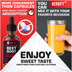 HERBIFY Beet Root Extract - Blood Pressure Supplement & Nitric Oxide Booster - Beetroot Supplement for Heart Health and Energy Booster for Men & Women (30 Days Supply) Made in USA 2 FL Oz