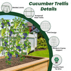 Adjustable A-Frame Trellis for Climbing Plants Outdoor, 48"x32" Cucumber Trellis for Raised Bed, Metal Garden Trellis with Grid Design, Tomato, Grape, Bean, Pea, Squash, Vegetable Trellis (Green)