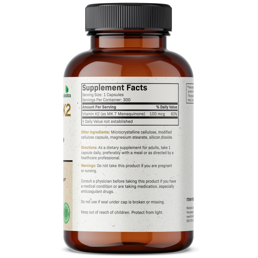 Futurebiotics Vitamin K2 as MK-7 100 mcg, Supports Strong Bones- Non-GMO, 300 Vegetarian Capsules