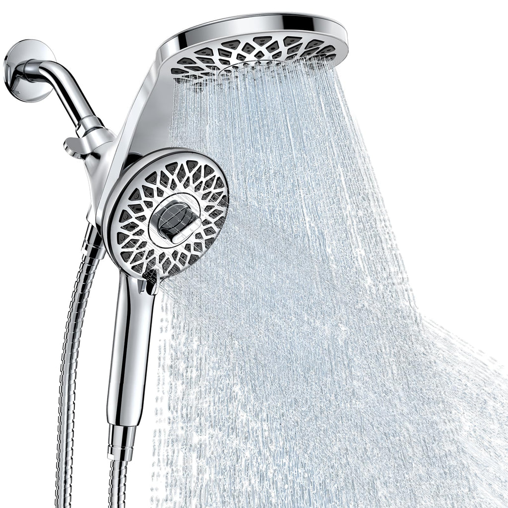 Newfinde High Pressure Rain Shower Head with Handheld Spray Combo: Detachable Dual Shower Head with 10 Sprays Modes - Upgrade Knob Spray Mode Selector and Magnetic Guidance Docking System