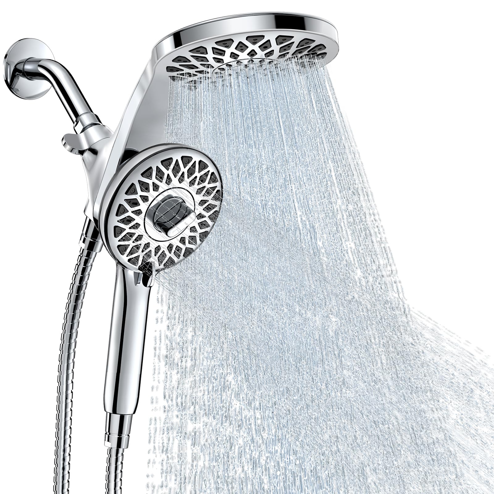 Newfinde High Pressure Rain Shower Head with Handheld Spray Combo: Detachable Dual Shower Head with 10 Sprays Modes - Upgrade Knob Spray Mode Selector and Magnetic Guidance Docking System