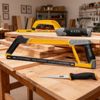 KATA Heavy Duty Hacksaw Frame Set, 12 Inch Hacksaw, 10 Inch Mini Hacksaw & 6 Inch Drywall Jab Saw, 4pc Extra Bi-Metal HSS Blades, 45°/90° Adjustable, Cutting Metal, Wood, PVC