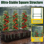 BobbleT 3 Pack Heavy Duty Tomato Cages with 86 Gallon Grow Bag, 41" Adjustable Tomato Trellis for Raised Garden Bed, Sturdy Square Plant Support for Climbing Vegetables, Cucumbers & Garden Plants