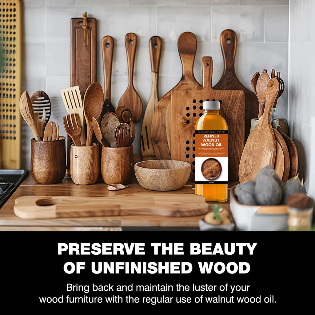 High-Performance Walnut Wood Oil Bowl Conditioner - Walnut Oil for Wood - Cleans, Shines, and Protects - Fine Wooden Bowl and Cutting Board - Maintains Neglected Wood - 8 oz