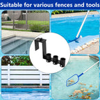 Adnee 2 Pcs Adjustable Pool Fence Hooks, Metal Pool Fence Hangers Suitable for 1.4-3.1 Inch Railing, Hanging Pool Tool Organizer for Poles Brushes Swimming Accessories Cleaning Tools