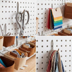 Spampur Peg Board, 4 Pack Metal PegBoard Organizer with Accessories, White Pegboard Panels with 50 Pcs Hooks and Baskets, Wall Organizer for Office, Craft Room Organization, Garage, Sewing Room