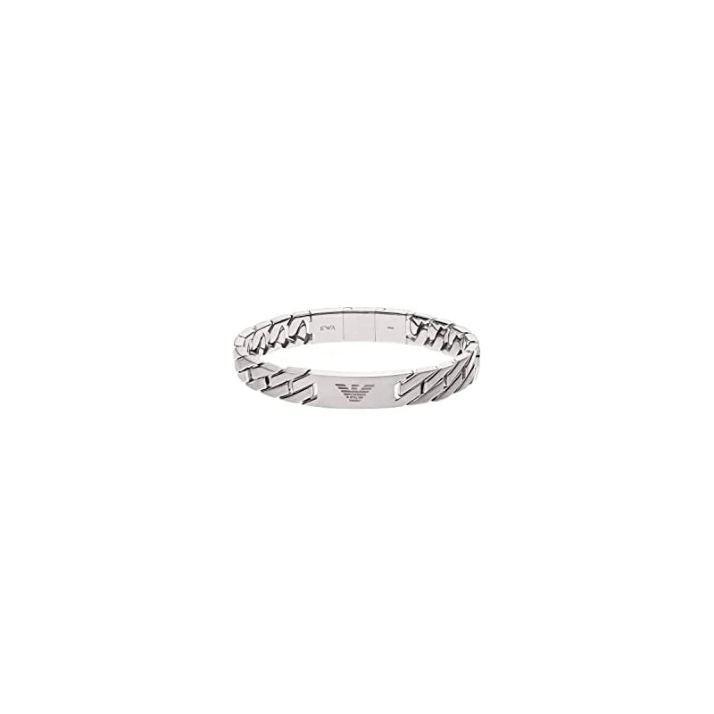 Emporio Armani men's stainless steel bracelet with carabiner, slider or magnetic clasp