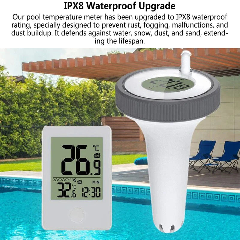 Wireless Solar Pool Temperature Meter High Accuracy IPX8 Waterproof LCD Display Digital Floating Temperature Detector