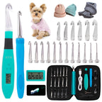 KXK Crochet Hooks Set Digital – Original Ergonomic Counter to Track Rows and Stitches – Crochet Kit with 18 Different Size Interchangeable Crochet Needle with 2 Levels Led