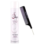 Shuga Hair Spray, Aerosol Firm Workable Hold Hairspray (w/Steel Pin Tail Comb) 55 VOC, Earth Friendly, Water Soluble (9 oz / 300 ml)