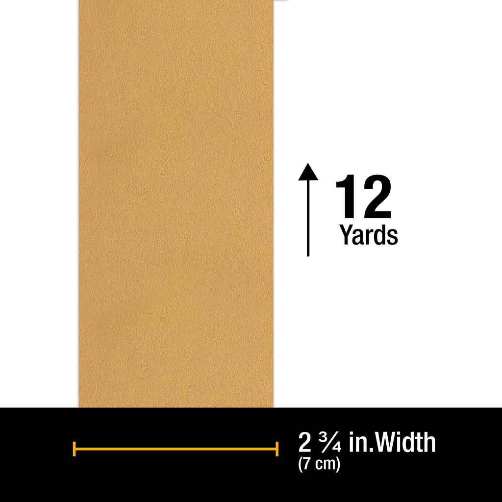 Dura-Gold Premium - 150 Grit Gold -Hook & Loop Backing Longboard Continuous Sandpaper Roll, 2-3/4" Wide, 12 Yards Long - For Automotive & Woodworking Air File Long Board Sanders, Hand Sanding Blocks