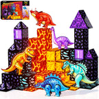 GobiDex Magnetic Tiles Lava & Cave Dinosaur Toys for Kids 3-5 5-7