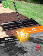 Lawn Leveling Rake 30" x 10", Heavy Duty Lawn Leveler with 78" Handle