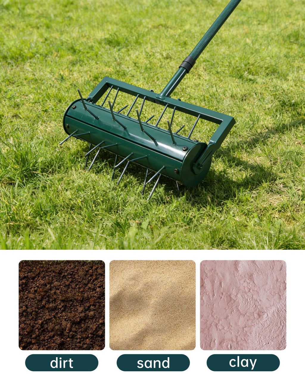 Rolling Lawn Aerator Tool with 39 Spike for Outdoor Lawn Yard Soil Garden