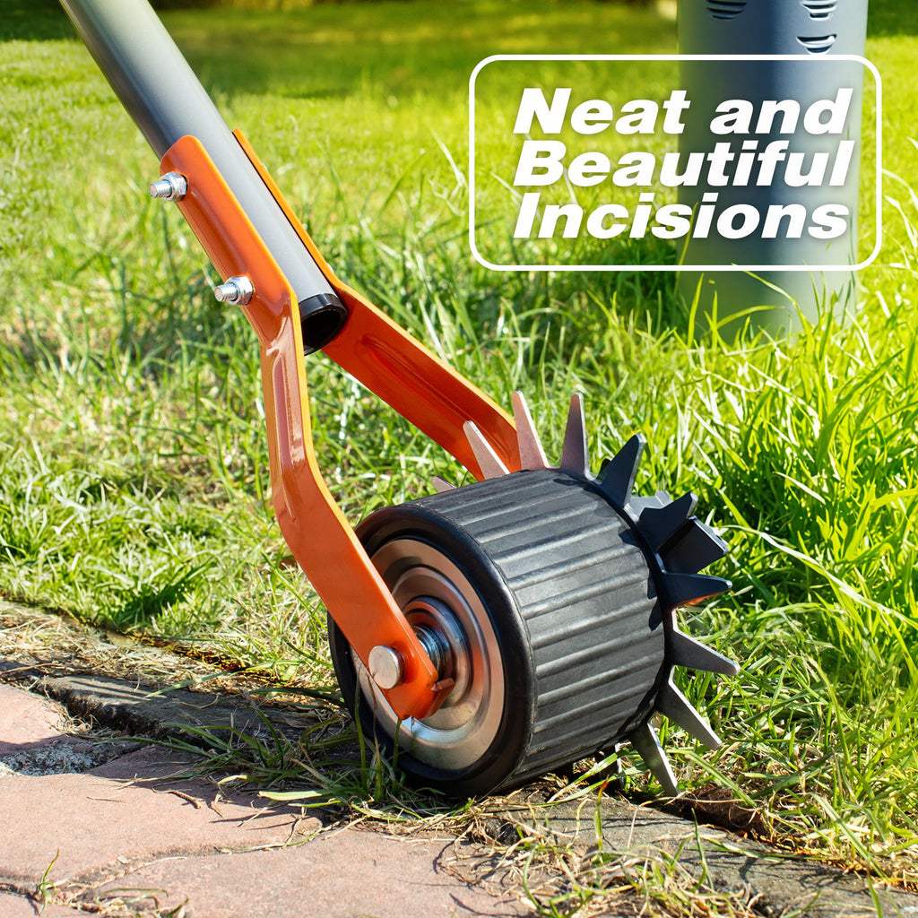 Walensee Wheel Rotary Edger, 69.7 Inch Hand Manual Edger Lawn Tool with Adjustable Stainless Steel Handle, Trimming Grass Weed Edger with Cushion Grip for Garden Sidewalks Driveways and Landscaping