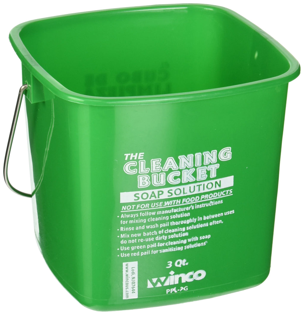 Winco 3 qt Green Plastic Cleaning Bucket