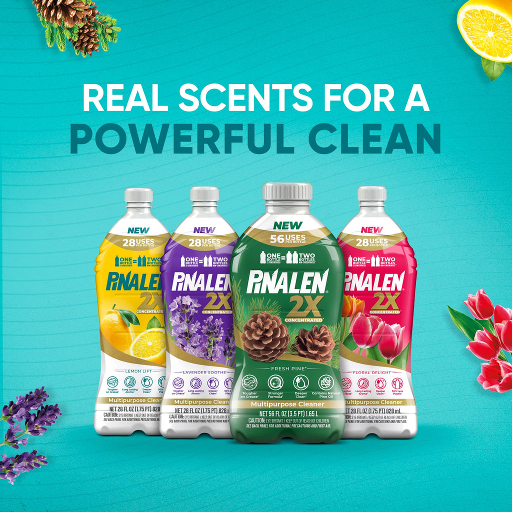 PINALEN 2X Max Aromas Concentrated Multipurpose Cleaner - Fresh Pine Scent - (2 Pack) 108 fl oz - All Purpose Cleaner for Kitchen, Bathroom, Floors & Outdoors