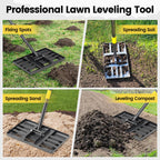 Lawn Leveling Rake, Heavy Duty 17"x10" Curved Ground Plate, 72" Long Handle Lawn Leveler Tool Landscape Rake for Compost Soil Dirt Sand Grass Peat Moss